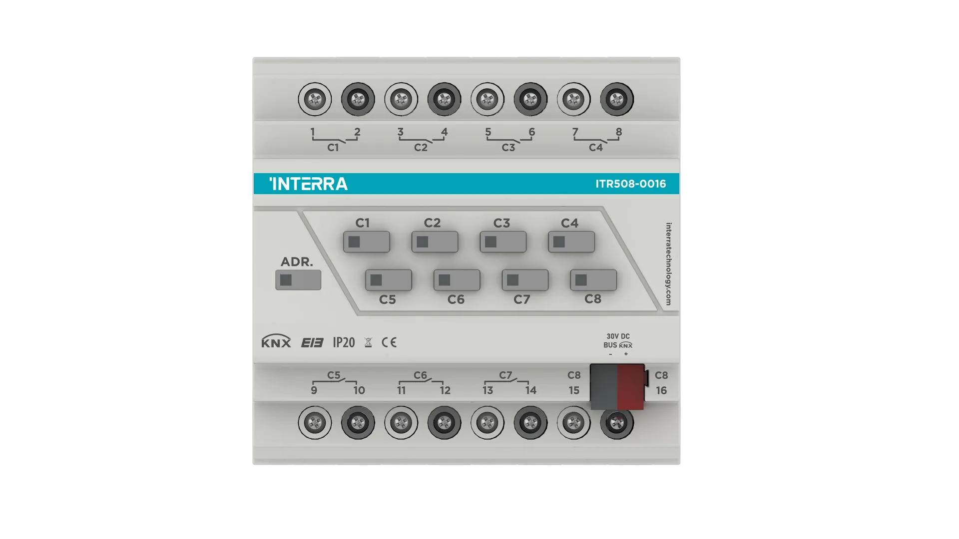 ITR508-0008 Interra KNX 8-Channel Combo Actuator 16A 1